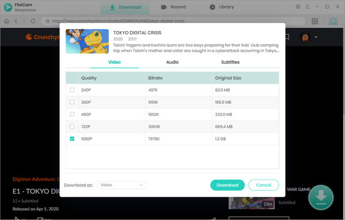 flixicam Crunchyroll downloader