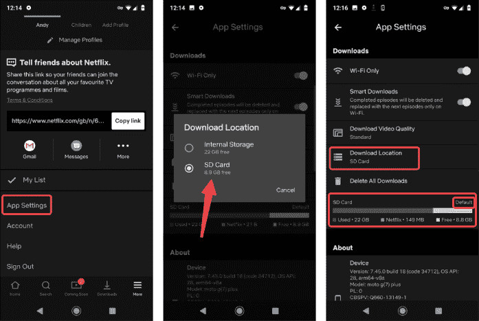 change netflix download location