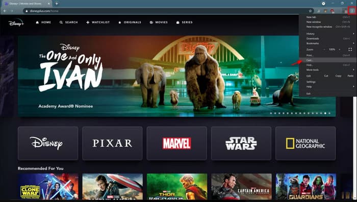 Chromecast Disney Plus through computers