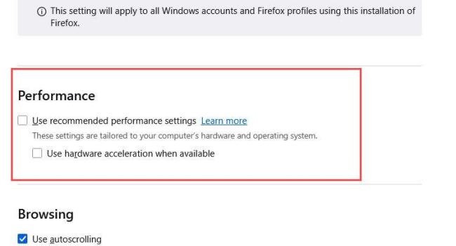 disable hardware acceleration firefox