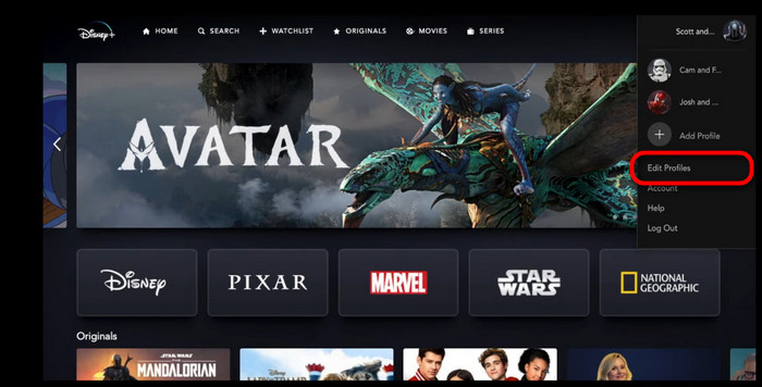 disney+ edit profile