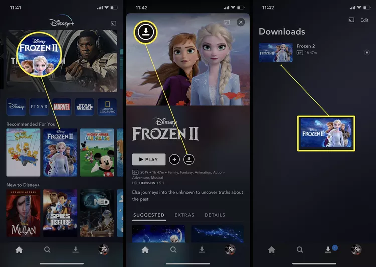 can you download movies on disney plus