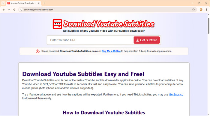 YouTube subtitle download free