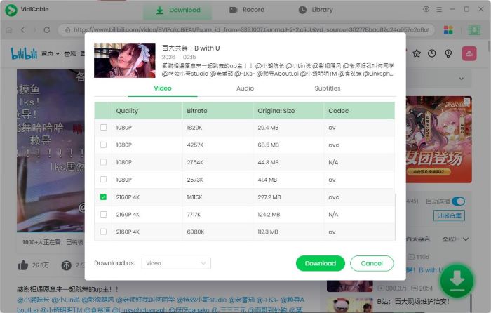 advance download bilibili
