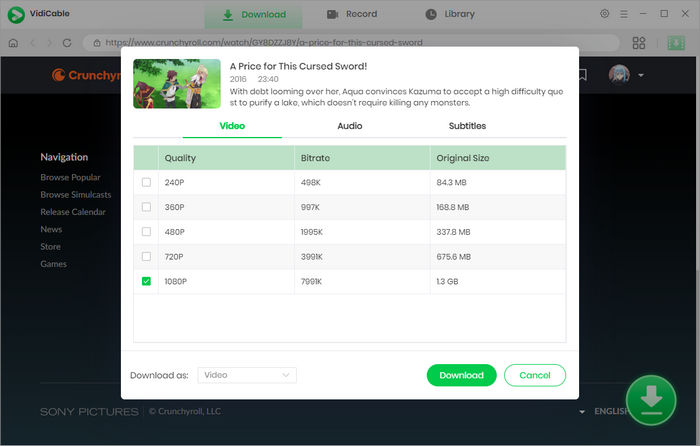 advance download crunchyroll