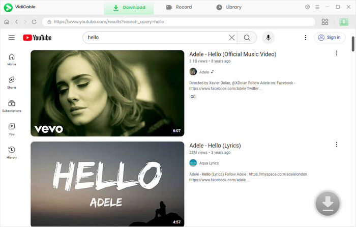 search YouTube video