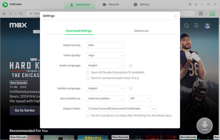 can you download movies on hbo max on a laptop choose the output settings
